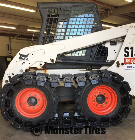 skid steer tracks over liquid gel filled tires|over the tire tire tracks.